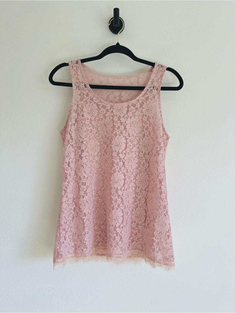 Pink Lace Sleeveless Tank Top with Matching Cami